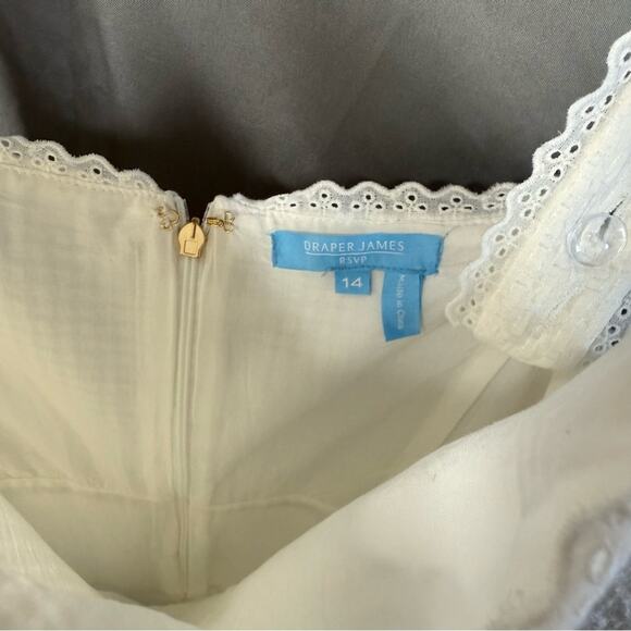 Draper James RSVP Ivory Lace-Trimmed Eyelet Midi Dress Size 14 - Picture 4 of 5